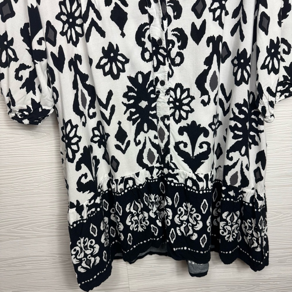 CATO Black and White Floral Women's Dress Flowy Pockets - Picture 7 of 13